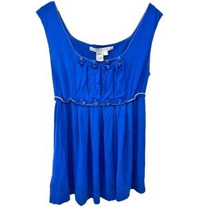 Y2K Max Studio Blue Ruffled Babydoll Top Womens Large Romantic Coastal Nostalgia